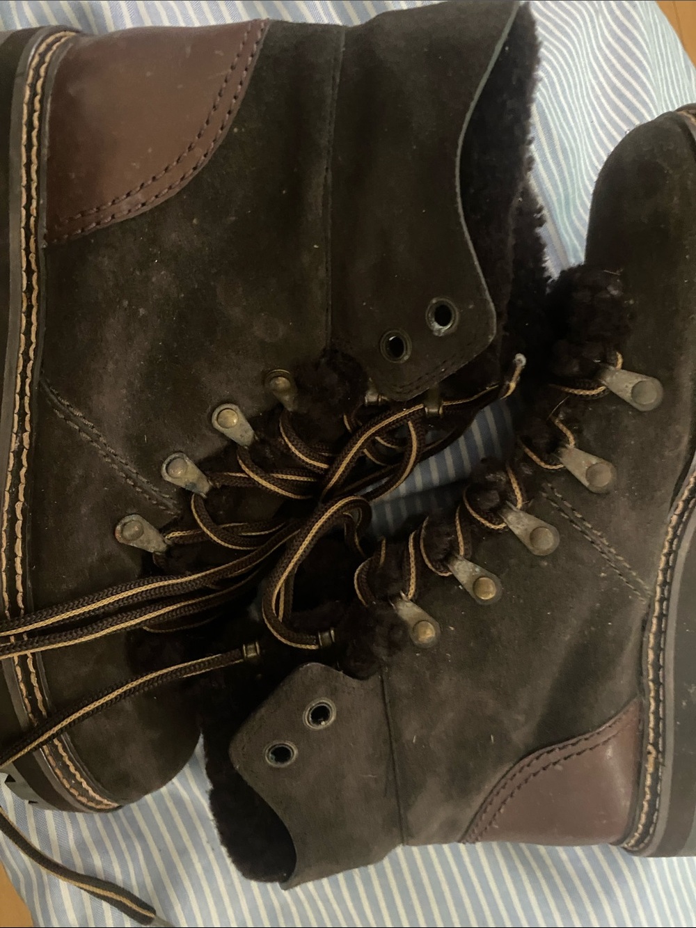 See by Chloe Chocolate Brown Suede Shearling Hikers